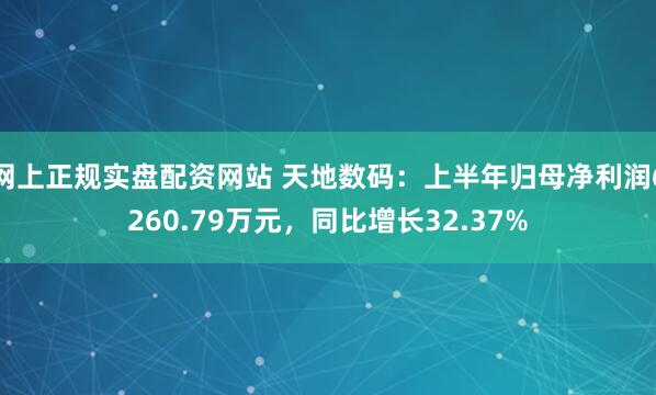 网上正规实盘配资网站 天地数码：上半年归母净利润6260.79万元，同比增长32.37%